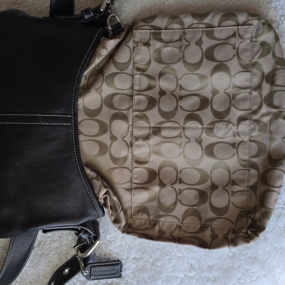 Coach Black Leather Shoulder Bag with Silver Buckle - Picture 15 of 16